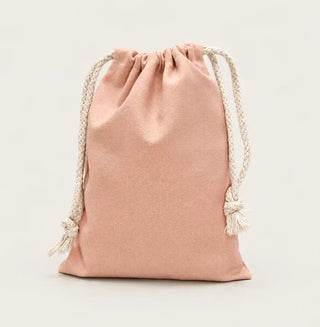 Baumwollbeutel mit Kordelzug in rosa
